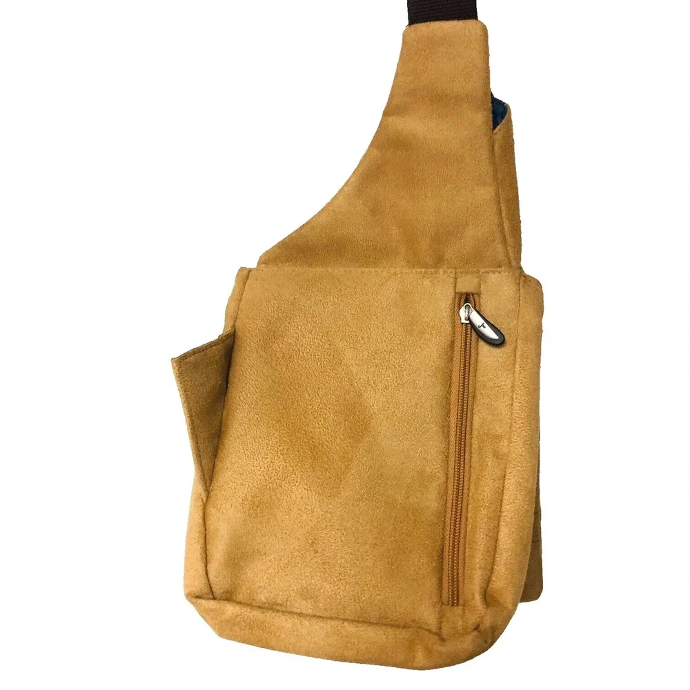 Travelon Messenger Shoulder Bag Crossbody Purse Anti Theft Tan‎ Suede Travel Mom